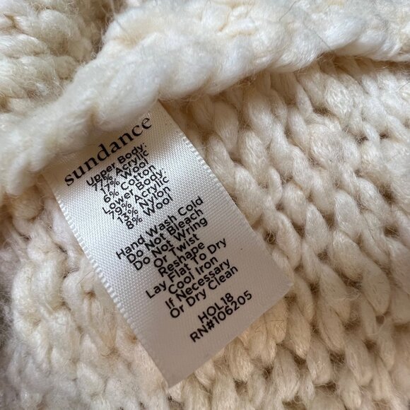 Sundance Neve Duster Cardigan Wool Sweater XL Petite PXL Beige Cream Snap Long - Picture 7 of 7